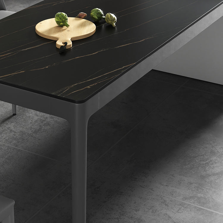 Modern Black Dining Table Rectangle Sintered Stone Table with 4 Legs for Kitchen Clearhalo ' dining_table' 'Dining Tables & Seating' 'Dining Tables' 'Furniture' 'furniture_dining_table' 'Kitchen & Dining Furniture' 'kitchen&dining_furn' 'kitchen' 'kitchen_dining_table' 4197213