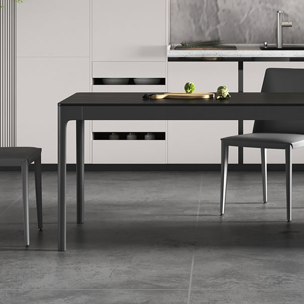 Modern Black Dining Table Rectangle Sintered Stone Table with 4 Legs for Kitchen Clearhalo ' dining_table' 'Dining Tables & Seating' 'Dining Tables' 'Furniture' 'furniture_dining_table' 'Kitchen & Dining Furniture' 'kitchen&dining_furn' 'kitchen' 'kitchen_dining_table' 4197214