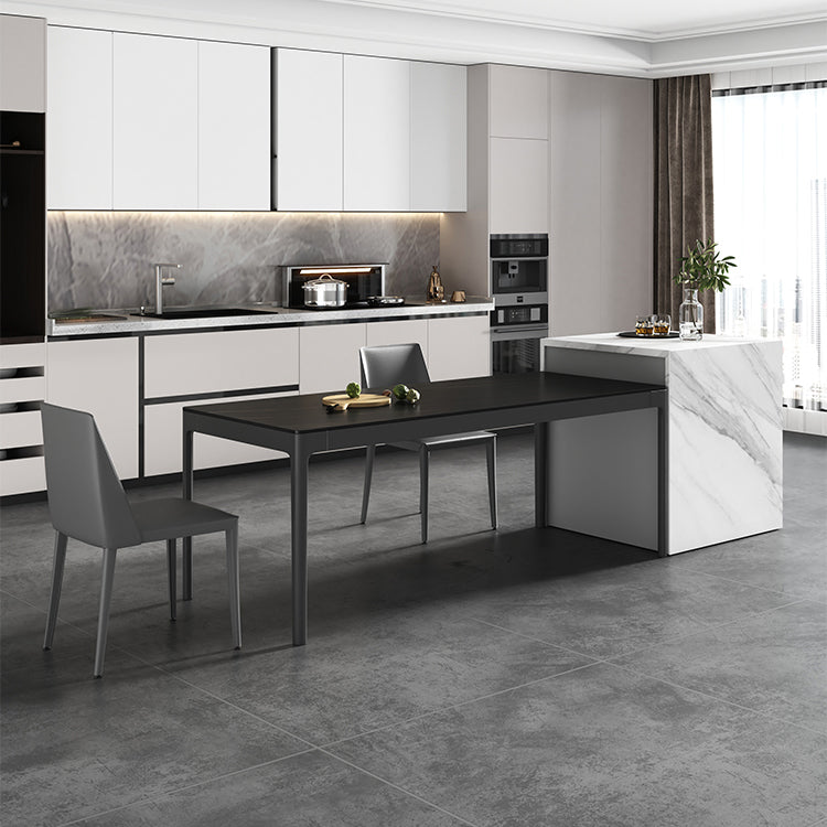 Modern Black Dining Table Rectangle Sintered Stone Table with 4 Legs for Kitchen Clearhalo ' dining_table' 'Dining Tables & Seating' 'Dining Tables' 'Furniture' 'furniture_dining_table' 'Kitchen & Dining Furniture' 'kitchen&dining_furn' 'kitchen' 'kitchen_dining_table' 4197217