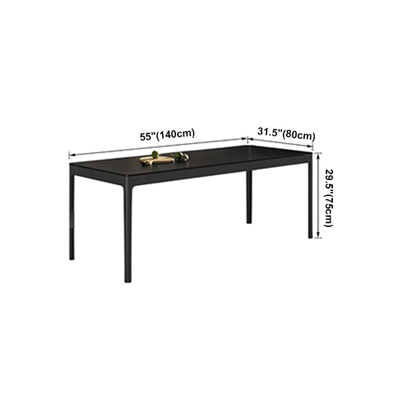 Modern Black Dining Table Rectangle Sintered Stone Table with 4 Legs for Kitchen Clearhalo ' dining_table' 'Dining Tables & Seating' 'Dining Tables' 'Furniture' 'furniture_dining_table' 'Kitchen & Dining Furniture' 'kitchen&dining_furn' 'kitchen' 'kitchen_dining_table' 4197219