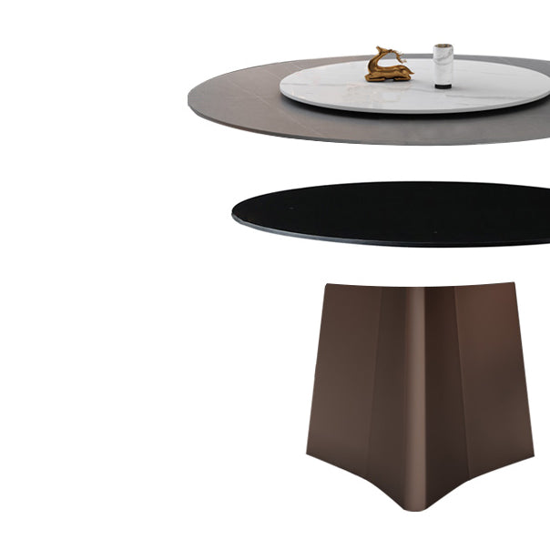 Round Pedestal Base Furniture Luxury Style Stone Dining Room Collection Without Turntable Clearhalo ' dining_table' 'Dining Tables & Seating' 'Dining Tables' 'furn' 'furn_dining_table' 'Furniture' 'furniture_dining_table' 'Kitchen & Dining Furniture' 'kitchen&dining_furn' 'kitchen' 'kitchen_dining_table' 4197228