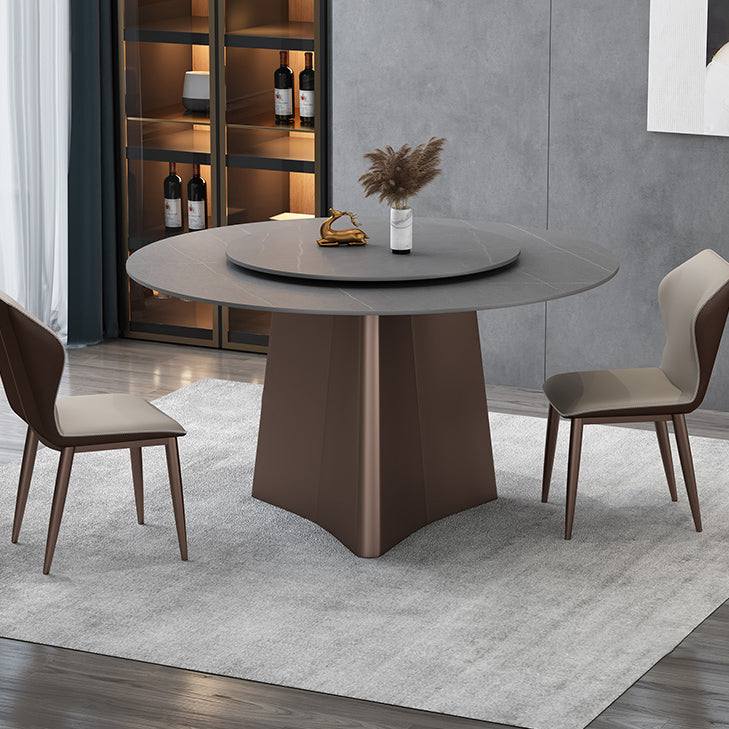 Round Pedestal Base Furniture Luxury Style Stone Dining Room Collection Without Turntable Clearhalo ' dining_table' 'Dining Tables & Seating' 'Dining Tables' 'furn' 'furn_dining_table' 'Furniture' 'furniture_dining_table' 'Kitchen & Dining Furniture' 'kitchen&dining_furn' 'kitchen' 'kitchen_dining_table' 4197231