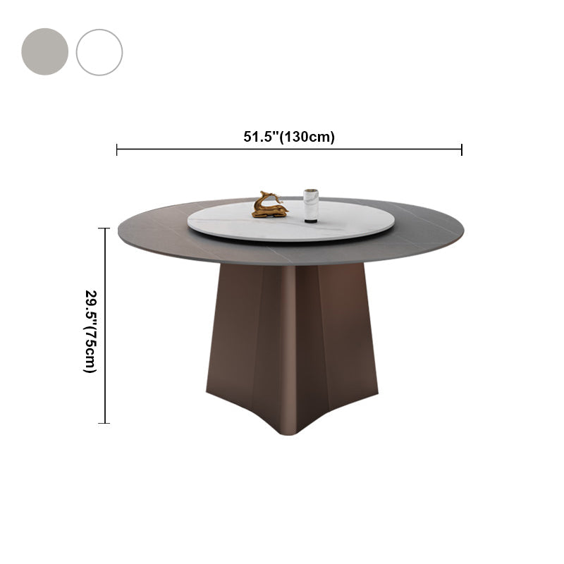 Round Pedestal Base Furniture Luxury Style Stone Dining Room Collection Without Turntable Clearhalo ' dining_table' 'Dining Tables & Seating' 'Dining Tables' 'furn' 'furn_dining_table' 'Furniture' 'furniture_dining_table' 'Kitchen & Dining Furniture' 'kitchen&dining_furn' 'kitchen' 'kitchen_dining_table' 4197236