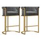 Contemporary Velvet Buckets Bar Stool Indoor Low Back Counter Stool with Iron Legs Gray 2 Piece Set Bar Stool(30"H) Clearhalo 'Bar Furniture' 'Bar Stools' 'bar_stools' 'furn' 'furn_bar_stools' 'furniture_bar_stools' 'Kitchen & Dining Furniture' 'kitchen&dining_furn' 'kitchen' 'kitchen_furn' Furniture' 4198073