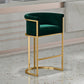 Contemporary Velvet Buckets Bar Stool Indoor Low Back Counter Stool with Iron Legs Green 1 Piece Bar Stool(30"H) Clearhalo 'Bar Furniture' 'Bar Stools' 'bar_stools' 'furn' 'furn_bar_stools' 'furniture_bar_stools' 'Kitchen & Dining Furniture' 'kitchen&dining_furn' 'kitchen' 'kitchen_furn' Furniture' 4198082