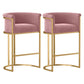Contemporary Velvet Buckets Bar Stool Indoor Low Back Counter Stool with Iron Legs Pink 2 Piece Set Bar Stool(30"H) Clearhalo 'Bar Furniture' 'Bar Stools' 'bar_stools' 'furn' 'furn_bar_stools' 'furniture_bar_stools' 'Kitchen & Dining Furniture' 'kitchen&dining_furn' 'kitchen' 'kitchen_furn' Furniture' 4198086