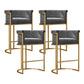 Contemporary Velvet Buckets Bar Stool Indoor Low Back Counter Stool with Iron Legs Gray 4 Piece Set Counter Stool(26"H) Clearhalo 'Bar Furniture' 'Bar Stools' 'bar_stools' 'furn' 'furn_bar_stools' 'furniture_bar_stools' 'Kitchen & Dining Furniture' 'kitchen&dining_furn' 'kitchen' 'kitchen_furn' Furniture' 4198096