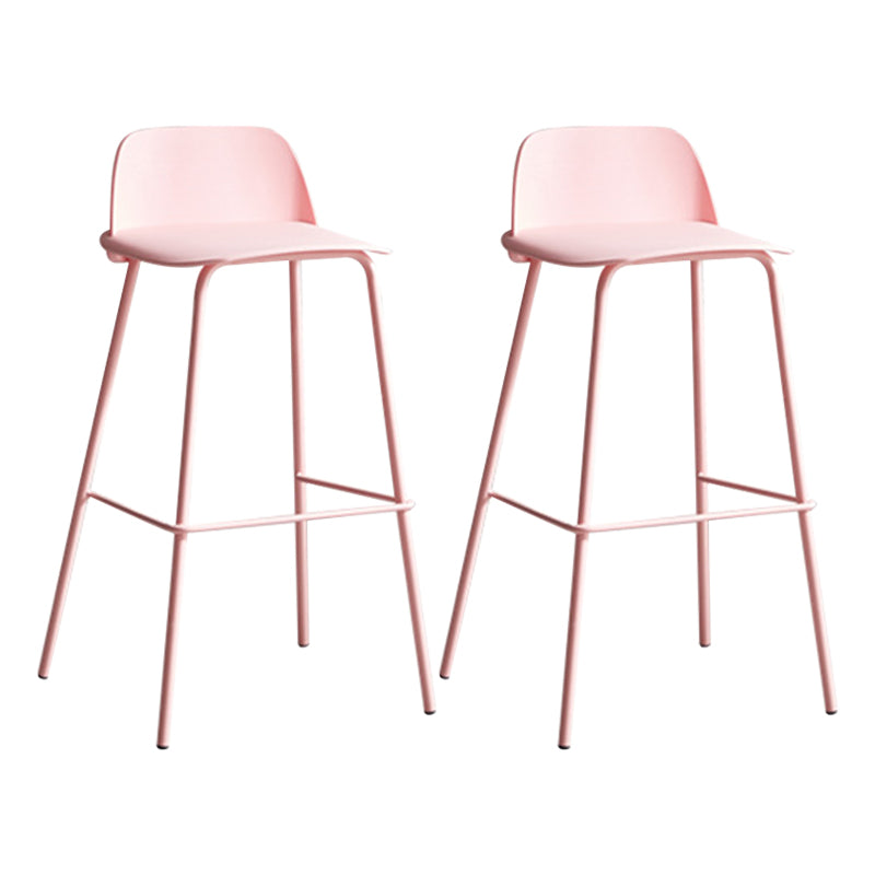 Contemporary Counter & Bar Stool Armless Plastic Indoor Bar Stool with Footrest Pink 2 Piece Set Clearhalo 'Bar Furniture' 'Bar Stools' 'bar_stools' 'furn' 'furn_bar_stools' 'furniture_bar_stools' 'Kitchen & Dining Furniture' 'kitchen&dining_furn' 'kitchen' 'kitchen_furn' Furniture' 4198115