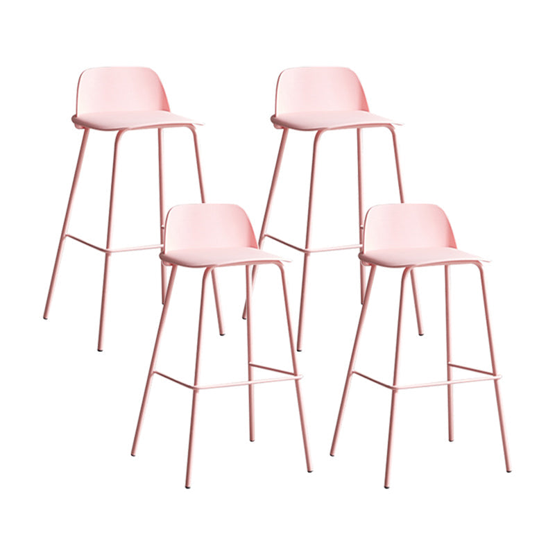 Contemporary Counter & Bar Stool Armless Plastic Indoor Bar Stool with Footrest Pink 4 Piece Set Clearhalo 'Bar Furniture' 'Bar Stools' 'bar_stools' 'furn' 'furn_bar_stools' 'furniture_bar_stools' 'Kitchen & Dining Furniture' 'kitchen&dining_furn' 'kitchen' 'kitchen_furn' Furniture' 4198116