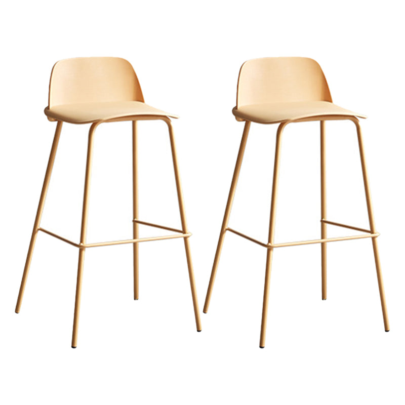 Contemporary Counter & Bar Stool Armless Plastic Indoor Bar Stool with Footrest Yellow 2 Piece Set Clearhalo 'Bar Furniture' 'Bar Stools' 'bar_stools' 'furn' 'furn_bar_stools' 'furniture_bar_stools' 'Kitchen & Dining Furniture' 'kitchen&dining_furn' 'kitchen' 'kitchen_furn' Furniture' 4198121