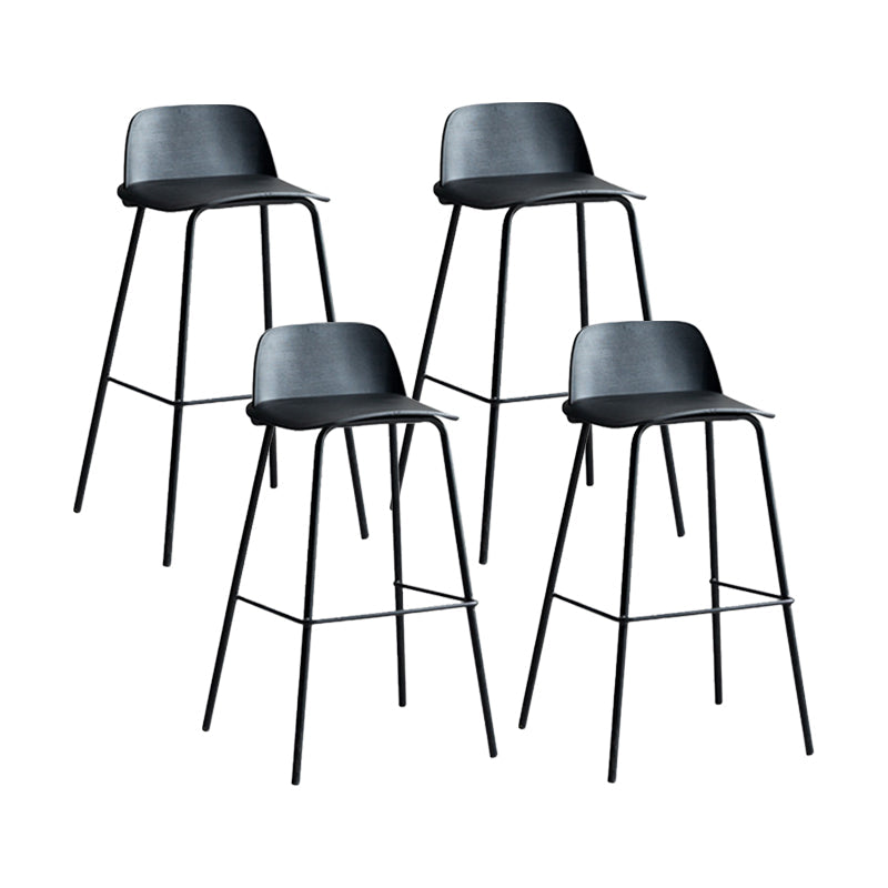Contemporary Counter & Bar Stool Armless Plastic Indoor Bar Stool with Footrest Black 4 Piece Set Clearhalo 'Bar Furniture' 'Bar Stools' 'bar_stools' 'furn' 'furn_bar_stools' 'furniture_bar_stools' 'Kitchen & Dining Furniture' 'kitchen&dining_furn' 'kitchen' 'kitchen_furn' Furniture' 4198125