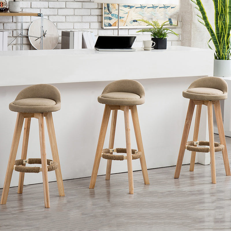 Modern Backrest Rotatable Counter Stool Wood Household Bar Wood with Cushion Clearhalo 'Bar Furniture' 'Bar Stools' 'bar_stools' 'furn' 'furn_bar_stools' 'furniture_bar_stools' 'Kitchen & Dining Furniture' 'kitchen&dining_furn' 'kitchen' 'kitchen_furn' Furniture' 4198128