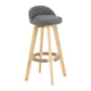 Modern Backrest Rotatable Counter Stool Wood Household Bar Wood with Cushion Grey Natural 1 Piece Clearhalo 'Bar Furniture' 'Bar Stools' 'bar_stools' 'furn' 'furn_bar_stools' 'furniture_bar_stools' 'Kitchen & Dining Furniture' 'kitchen&dining_furn' 'kitchen' 'kitchen_furn' Furniture' 4198129