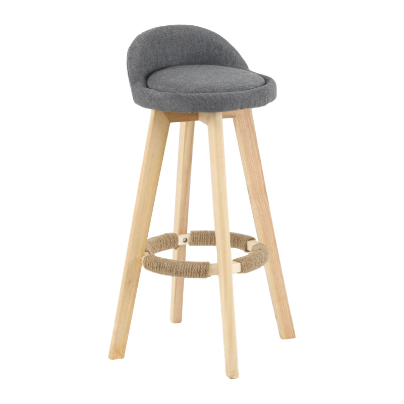 Modern Backrest Rotatable Counter Stool Wood Household Bar Wood with Cushion Grey Natural 1 Piece Clearhalo 'Bar Furniture' 'Bar Stools' 'bar_stools' 'furn' 'furn_bar_stools' 'furniture_bar_stools' 'Kitchen & Dining Furniture' 'kitchen&dining_furn' 'kitchen' 'kitchen_furn' Furniture' 4198129