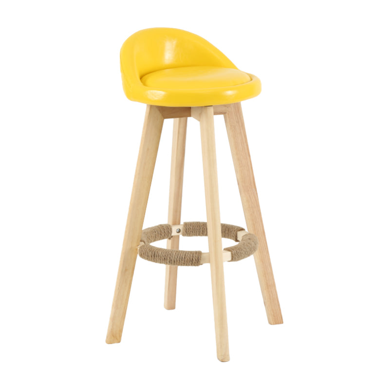 Modern Backrest Rotatable Counter Stool Wood Household Bar Wood with Cushion Yellow Natural 1 Piece Clearhalo 'Bar Furniture' 'Bar Stools' 'bar_stools' 'furn' 'furn_bar_stools' 'furniture_bar_stools' 'Kitchen & Dining Furniture' 'kitchen&dining_furn' 'kitchen' 'kitchen_furn' Furniture' 4198135