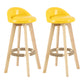 Modern Backrest Rotatable Counter Stool Wood Household Bar Wood with Cushion Yellow Natural 2 Piece Set Clearhalo 'Bar Furniture' 'Bar Stools' 'bar_stools' 'furn' 'furn_bar_stools' 'furniture_bar_stools' 'Kitchen & Dining Furniture' 'kitchen&dining_furn' 'kitchen' 'kitchen_furn' Furniture' 4198137