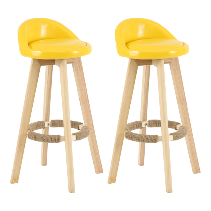 Modern Backrest Rotatable Counter Stool Wood Household Bar Wood with Cushion Yellow Natural 2 Piece Set Clearhalo 'Bar Furniture' 'Bar Stools' 'bar_stools' 'furn' 'furn_bar_stools' 'furniture_bar_stools' 'Kitchen & Dining Furniture' 'kitchen&dining_furn' 'kitchen' 'kitchen_furn' Furniture' 4198137
