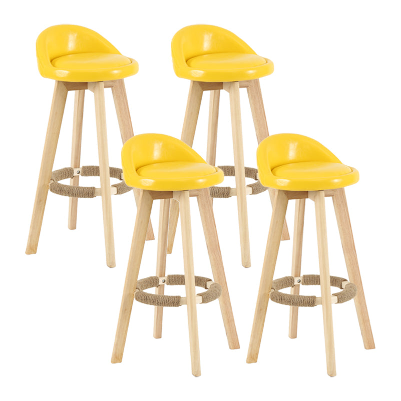 Modern Backrest Rotatable Counter Stool Wood Household Bar Wood with Cushion Yellow Natural 4 Piece Set Clearhalo 'Bar Furniture' 'Bar Stools' 'bar_stools' 'furn' 'furn_bar_stools' 'furniture_bar_stools' 'Kitchen & Dining Furniture' 'kitchen&dining_furn' 'kitchen' 'kitchen_furn' Furniture' 4198139