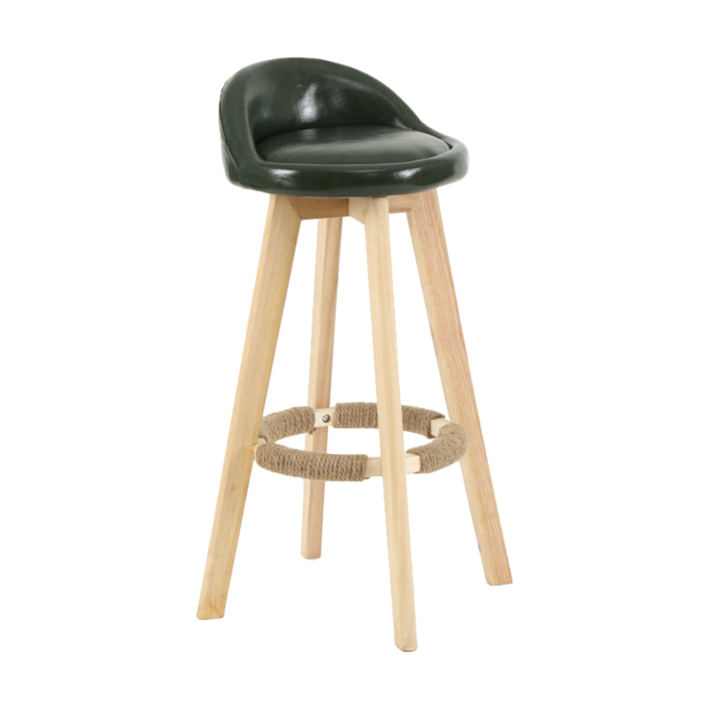 Modern Backrest Rotatable Counter Stool Wood Household Bar Wood with Cushion Blackish Green Natural 1 Piece Clearhalo 'Bar Furniture' 'Bar Stools' 'bar_stools' 'furn' 'furn_bar_stools' 'furniture_bar_stools' 'Kitchen & Dining Furniture' 'kitchen&dining_furn' 'kitchen' 'kitchen_furn' Furniture' 4198141