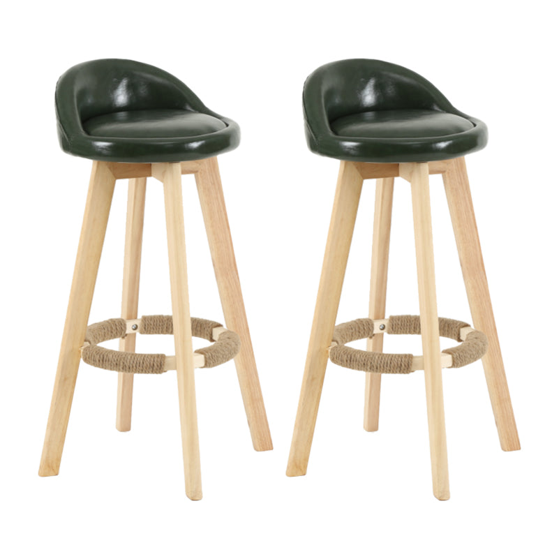 Modern Backrest Rotatable Counter Stool Wood Household Bar Wood with Cushion Blackish Green Natural 2 Piece Set Clearhalo 'Bar Furniture' 'Bar Stools' 'bar_stools' 'furn' 'furn_bar_stools' 'furniture_bar_stools' 'Kitchen & Dining Furniture' 'kitchen&dining_furn' 'kitchen' 'kitchen_furn' Furniture' 4198143