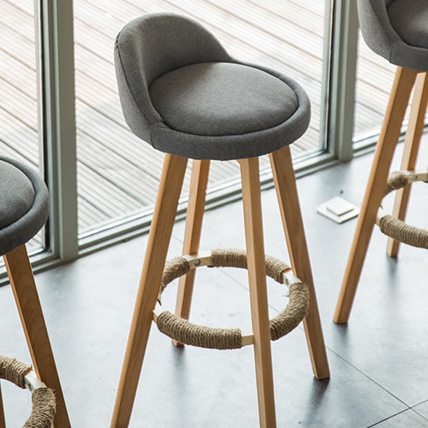 Modern Backrest Rotatable Counter Stool Wood Household Bar Wood with Cushion Clearhalo 'Bar Furniture' 'Bar Stools' 'bar_stools' 'furn' 'furn_bar_stools' 'furniture_bar_stools' 'Kitchen & Dining Furniture' 'kitchen&dining_furn' 'kitchen' 'kitchen_furn' Furniture' 4198144