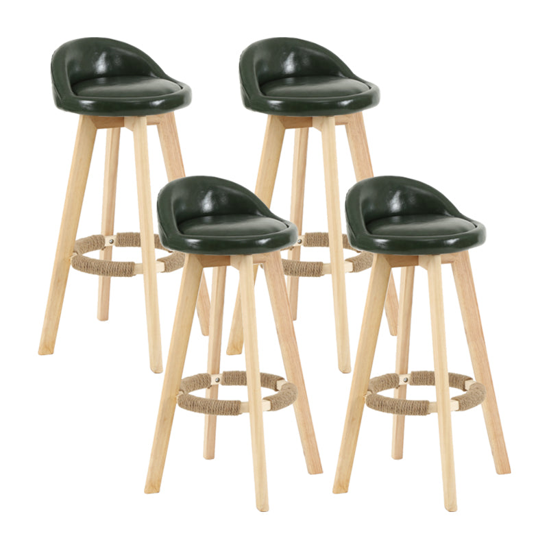 Modern Backrest Rotatable Counter Stool Wood Household Bar Wood with Cushion Blackish Green Natural 4 Piece Set Clearhalo 'Bar Furniture' 'Bar Stools' 'bar_stools' 'furn' 'furn_bar_stools' 'furniture_bar_stools' 'Kitchen & Dining Furniture' 'kitchen&dining_furn' 'kitchen' 'kitchen_furn' Furniture' 4198145