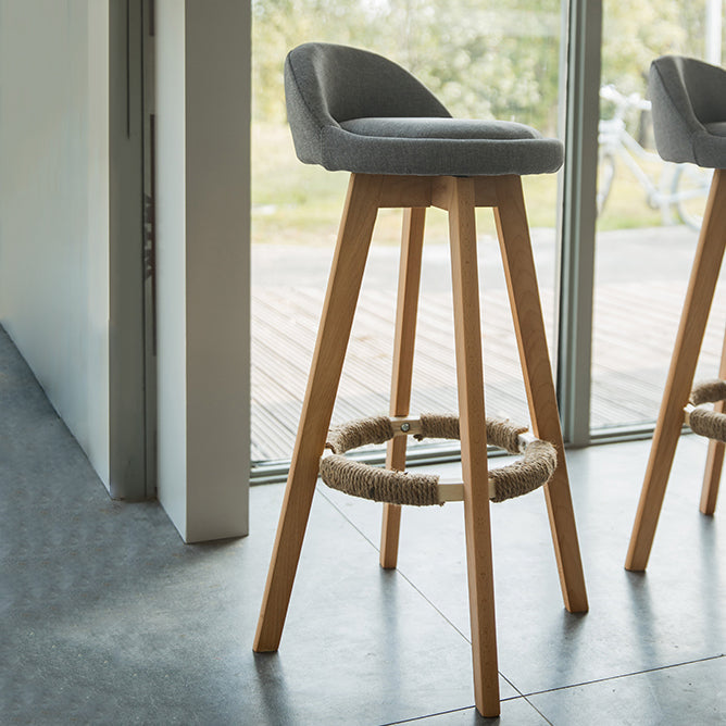 Modern Backrest Rotatable Counter Stool Wood Household Bar Wood with Cushion Clearhalo 'Bar Furniture' 'Bar Stools' 'bar_stools' 'furn' 'furn_bar_stools' 'furniture_bar_stools' 'Kitchen & Dining Furniture' 'kitchen&dining_furn' 'kitchen' 'kitchen_furn' Furniture' 4198146