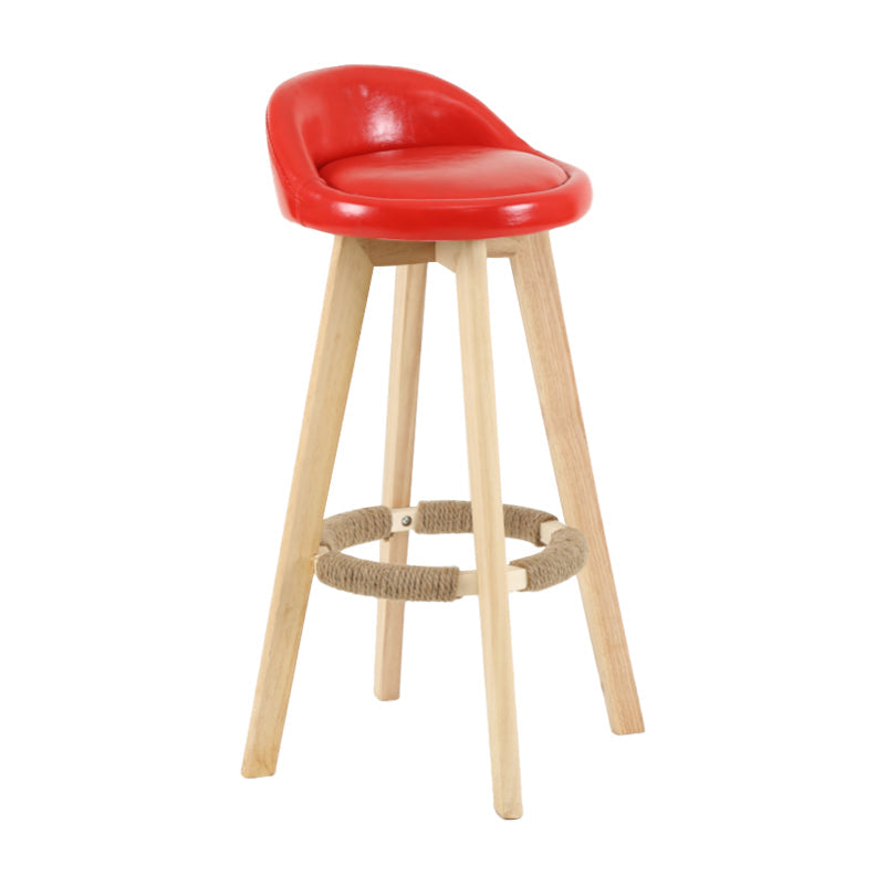 Modern Backrest Rotatable Counter Stool Wood Household Bar Wood with Cushion Red Natural 1 Piece Clearhalo 'Bar Furniture' 'Bar Stools' 'bar_stools' 'furn' 'furn_bar_stools' 'furniture_bar_stools' 'Kitchen & Dining Furniture' 'kitchen&dining_furn' 'kitchen' 'kitchen_furn' Furniture' 4198147