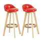 Modern Backrest Rotatable Counter Stool Wood Household Bar Wood with Cushion Red Natural 2 Piece Set Clearhalo 'Bar Furniture' 'Bar Stools' 'bar_stools' 'furn' 'furn_bar_stools' 'furniture_bar_stools' 'Kitchen & Dining Furniture' 'kitchen&dining_furn' 'kitchen' 'kitchen_furn' Furniture' 4198149