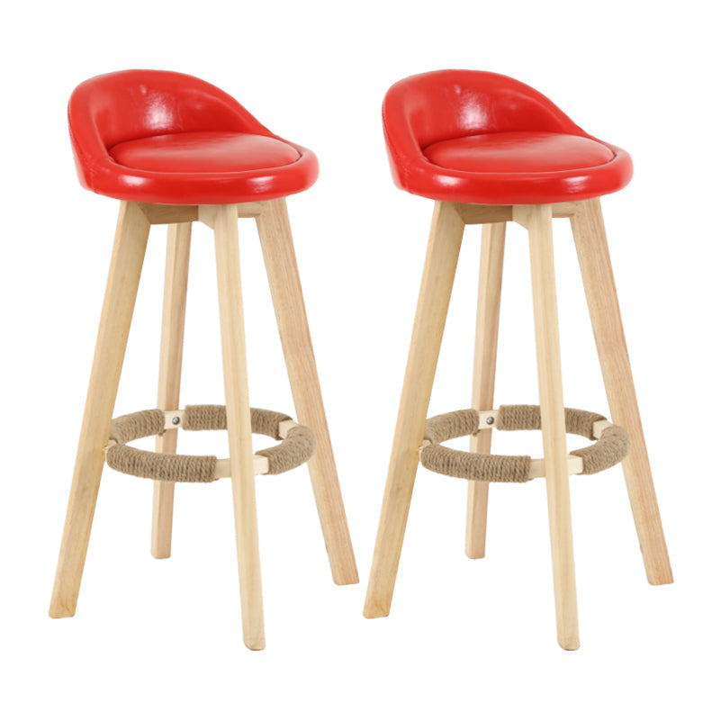 Modern Backrest Rotatable Counter Stool Wood Household Bar Wood with Cushion Red Natural 2 Piece Set Clearhalo 'Bar Furniture' 'Bar Stools' 'bar_stools' 'furn' 'furn_bar_stools' 'furniture_bar_stools' 'Kitchen & Dining Furniture' 'kitchen&dining_furn' 'kitchen' 'kitchen_furn' Furniture' 4198149