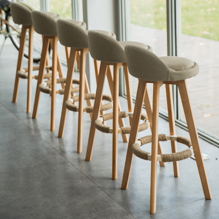 Modern Backrest Rotatable Counter Stool Wood Household Bar Wood with Cushion Clearhalo 'Bar Furniture' 'Bar Stools' 'bar_stools' 'furn' 'furn_bar_stools' 'furniture_bar_stools' 'Kitchen & Dining Furniture' 'kitchen&dining_furn' 'kitchen' 'kitchen_furn' Furniture' 4198151