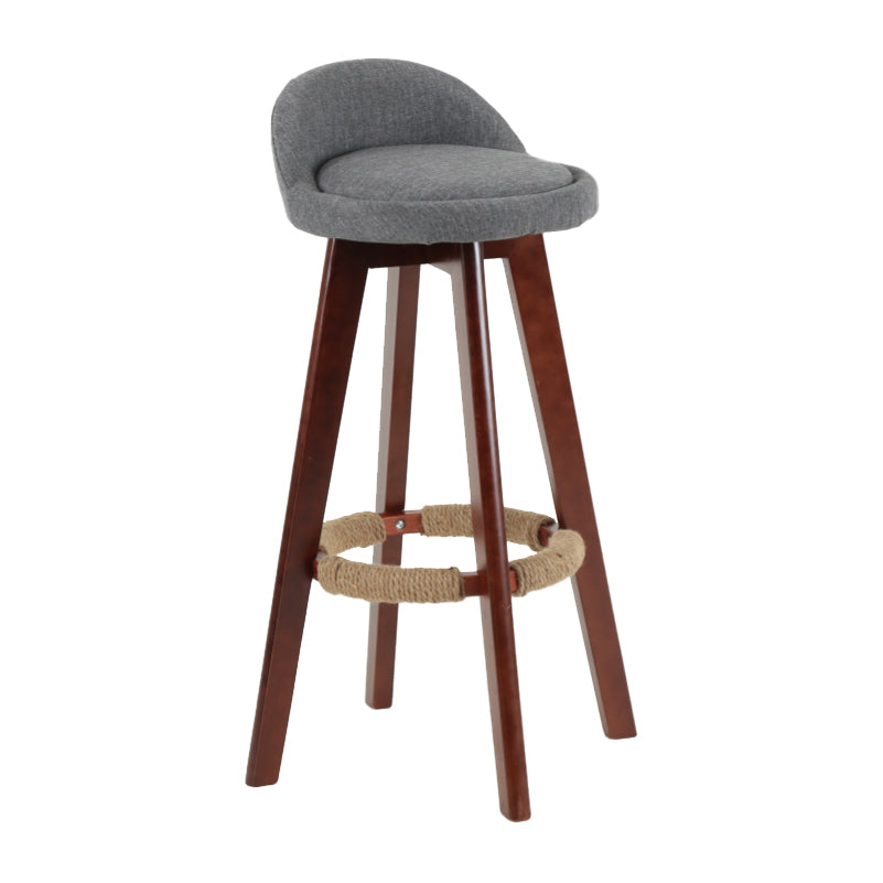 Modern Backrest Rotatable Counter Stool Wood Household Bar Wood with Cushion Grey Brown 1 Piece Clearhalo 'Bar Furniture' 'Bar Stools' 'bar_stools' 'furn' 'furn_bar_stools' 'furniture_bar_stools' 'Kitchen & Dining Furniture' 'kitchen&dining_furn' 'kitchen' 'kitchen_furn' Furniture' 4198153
