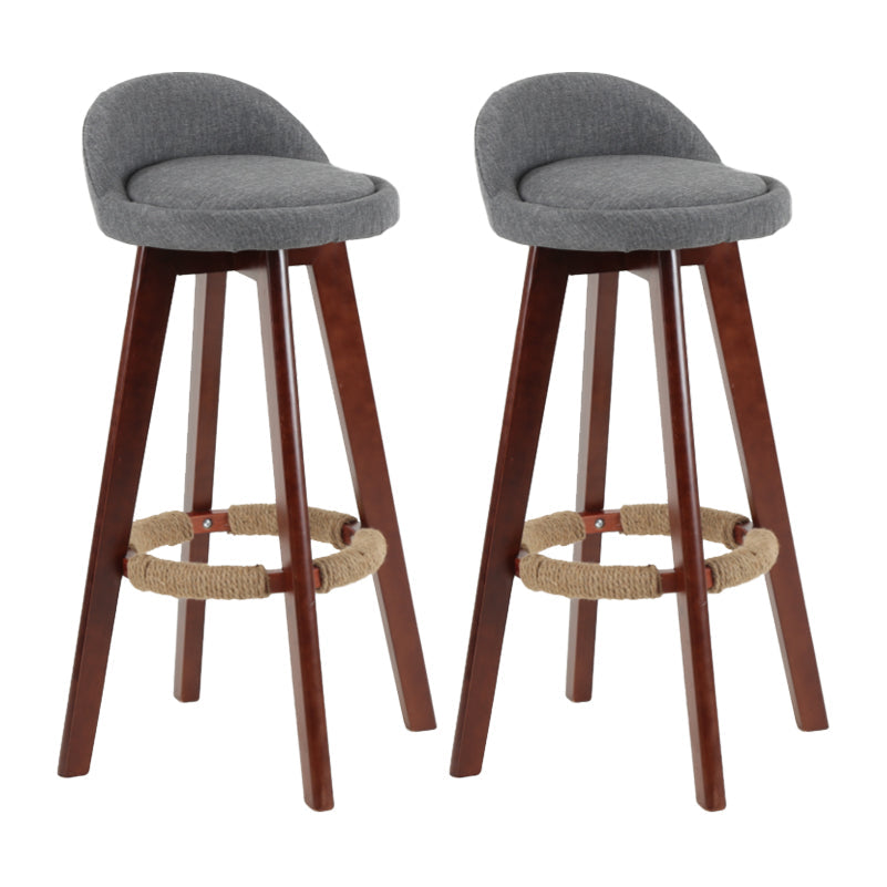 Modern Backrest Rotatable Counter Stool Wood Household Bar Wood with Cushion Grey Brown 2 Piece Set Clearhalo 'Bar Furniture' 'Bar Stools' 'bar_stools' 'furn' 'furn_bar_stools' 'furniture_bar_stools' 'Kitchen & Dining Furniture' 'kitchen&dining_furn' 'kitchen' 'kitchen_furn' Furniture' 4198154