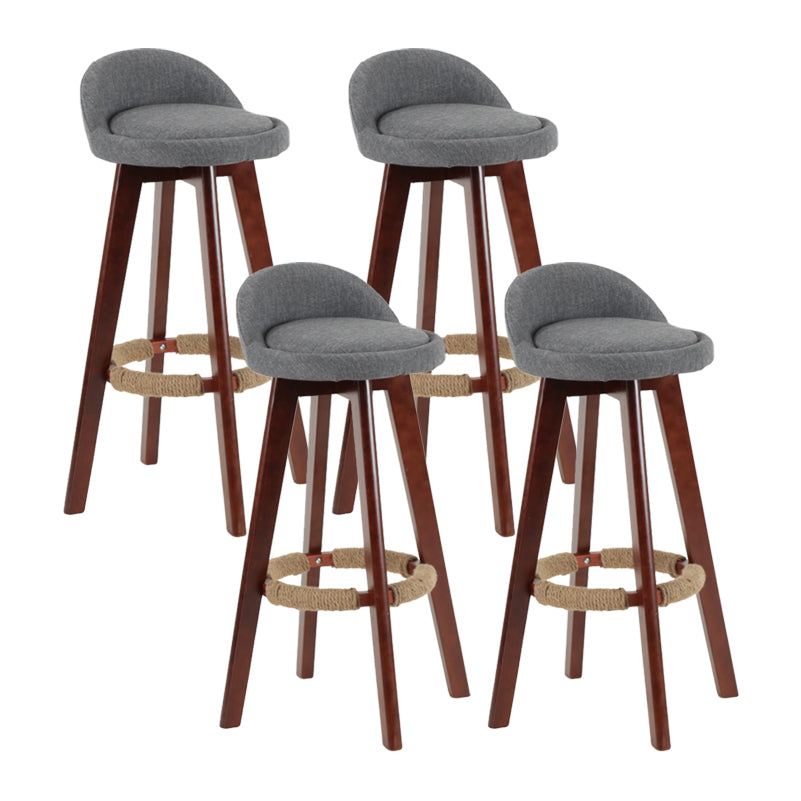 Modern Backrest Rotatable Counter Stool Wood Household Bar Wood with Cushion Grey Brown 4 Piece Set Clearhalo 'Bar Furniture' 'Bar Stools' 'bar_stools' 'furn' 'furn_bar_stools' 'furniture_bar_stools' 'Kitchen & Dining Furniture' 'kitchen&dining_furn' 'kitchen' 'kitchen_furn' Furniture' 4198155