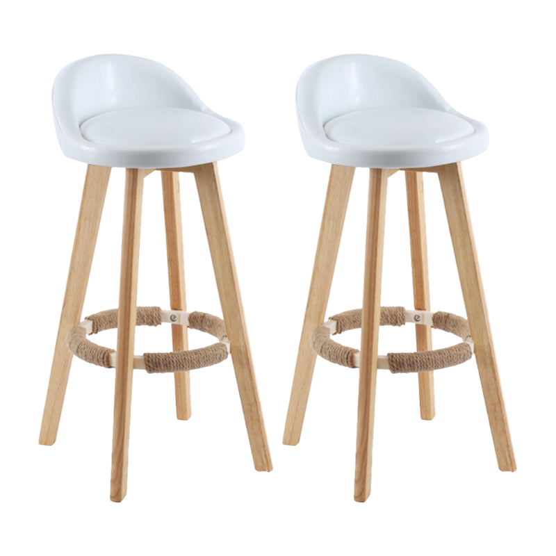 Modern Backrest Rotatable Counter Stool Wood Household Bar Wood with Cushion White Natural 2 Piece Set Clearhalo 'Bar Furniture' 'Bar Stools' 'bar_stools' 'furn' 'furn_bar_stools' 'furniture_bar_stools' 'Kitchen & Dining Furniture' 'kitchen&dining_furn' 'kitchen' 'kitchen_furn' Furniture' 4198157