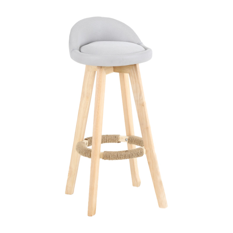 Modern Backrest Rotatable Counter Stool Wood Household Bar Wood with Cushion Light Gray Natural 1 Piece Clearhalo 'Bar Furniture' 'Bar Stools' 'bar_stools' 'furn' 'furn_bar_stools' 'furniture_bar_stools' 'Kitchen & Dining Furniture' 'kitchen&dining_furn' 'kitchen' 'kitchen_furn' Furniture' 4198159