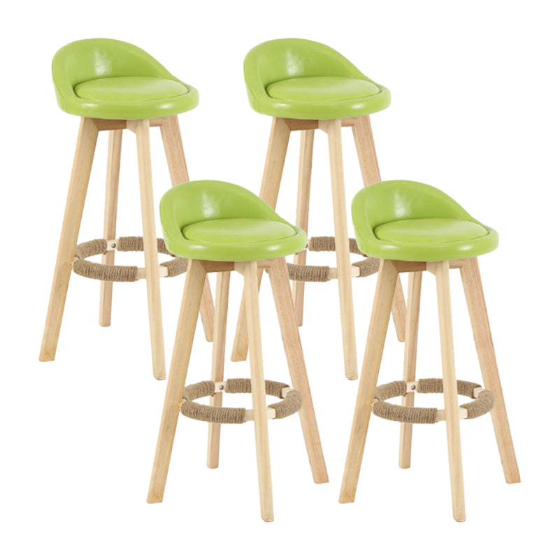 Modern Backrest Rotatable Counter Stool Wood Household Bar Wood with Cushion Fruit Green Natural 4 Piece Set Clearhalo 'Bar Furniture' 'Bar Stools' 'bar_stools' 'furn' 'furn_bar_stools' 'furniture_bar_stools' 'Kitchen & Dining Furniture' 'kitchen&dining_furn' 'kitchen' 'kitchen_furn' Furniture' 4198164