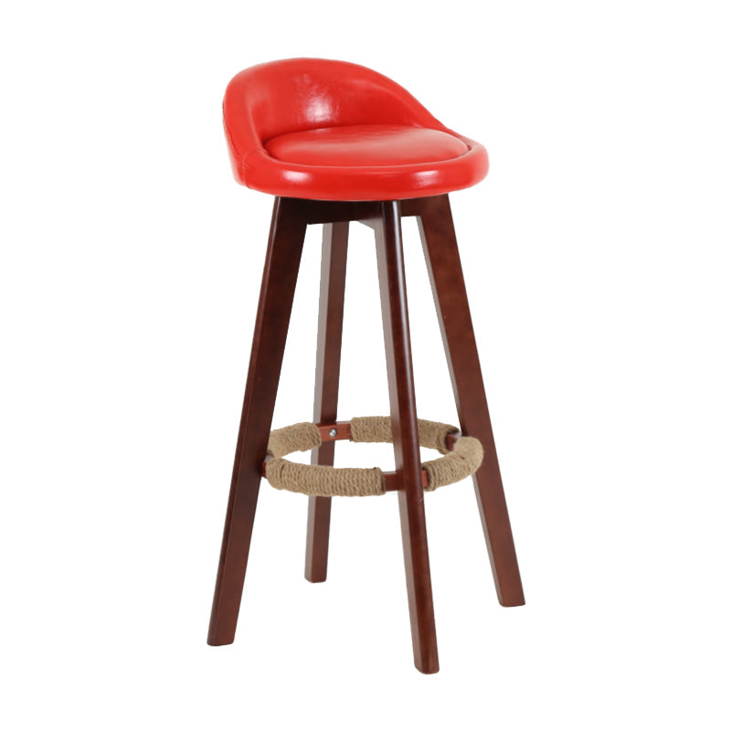 Modern Backrest Rotatable Counter Stool Wood Household Bar Wood with Cushion Red Brown 1 Piece Clearhalo 'Bar Furniture' 'Bar Stools' 'bar_stools' 'furn' 'furn_bar_stools' 'furniture_bar_stools' 'Kitchen & Dining Furniture' 'kitchen&dining_furn' 'kitchen' 'kitchen_furn' Furniture' 4198165