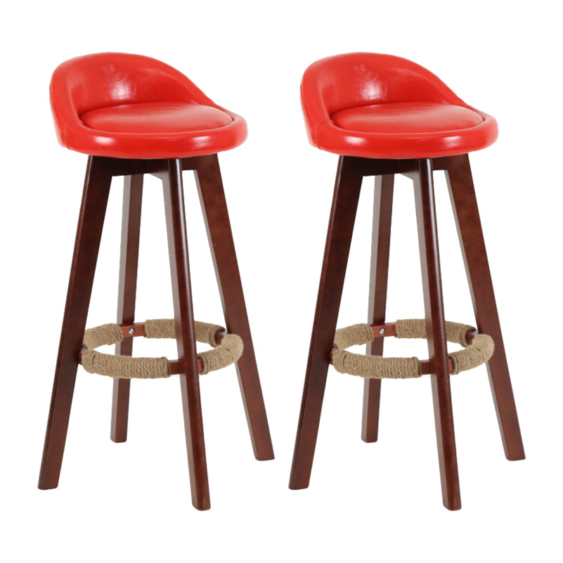 Modern Backrest Rotatable Counter Stool Wood Household Bar Wood with Cushion Red Brown 2 Piece Set Clearhalo 'Bar Furniture' 'Bar Stools' 'bar_stools' 'furn' 'furn_bar_stools' 'furniture_bar_stools' 'Kitchen & Dining Furniture' 'kitchen&dining_furn' 'kitchen' 'kitchen_furn' Furniture' 4198166