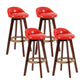 Modern Backrest Rotatable Counter Stool Wood Household Bar Wood with Cushion Red Brown 4 Piece Set Clearhalo 'Bar Furniture' 'Bar Stools' 'bar_stools' 'furn' 'furn_bar_stools' 'furniture_bar_stools' 'Kitchen & Dining Furniture' 'kitchen&dining_furn' 'kitchen' 'kitchen_furn' Furniture' 4198167
