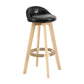 Modern Backrest Rotatable Counter Stool Wood Household Bar Wood with Cushion Gloss Black Natural 1 Piece Clearhalo 'Bar Furniture' 'Bar Stools' 'bar_stools' 'furn' 'furn_bar_stools' 'furniture_bar_stools' 'Kitchen & Dining Furniture' 'kitchen&dining_furn' 'kitchen' 'kitchen_furn' Furniture' 4198168