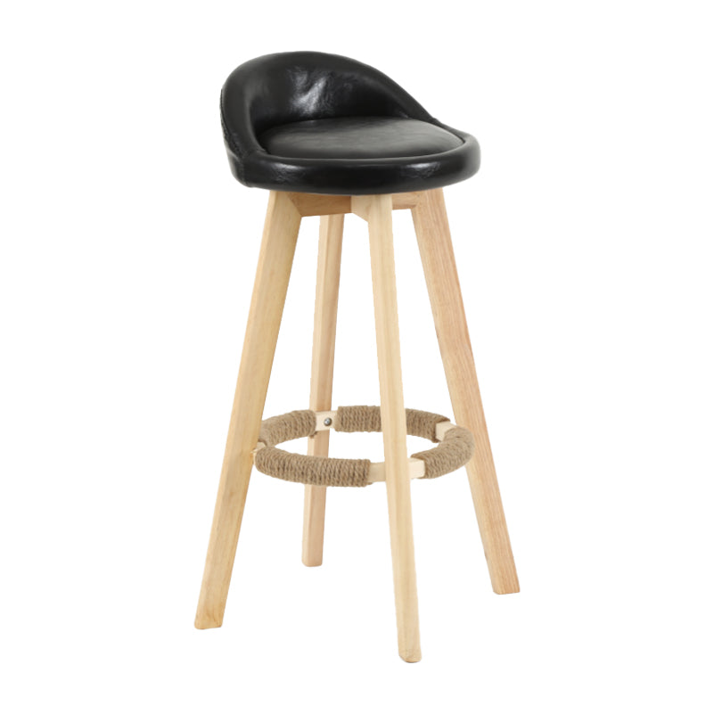 Modern Backrest Rotatable Counter Stool Wood Household Bar Wood with Cushion Gloss Black Natural 1 Piece Clearhalo 'Bar Furniture' 'Bar Stools' 'bar_stools' 'furn' 'furn_bar_stools' 'furniture_bar_stools' 'Kitchen & Dining Furniture' 'kitchen&dining_furn' 'kitchen' 'kitchen_furn' Furniture' 4198168
