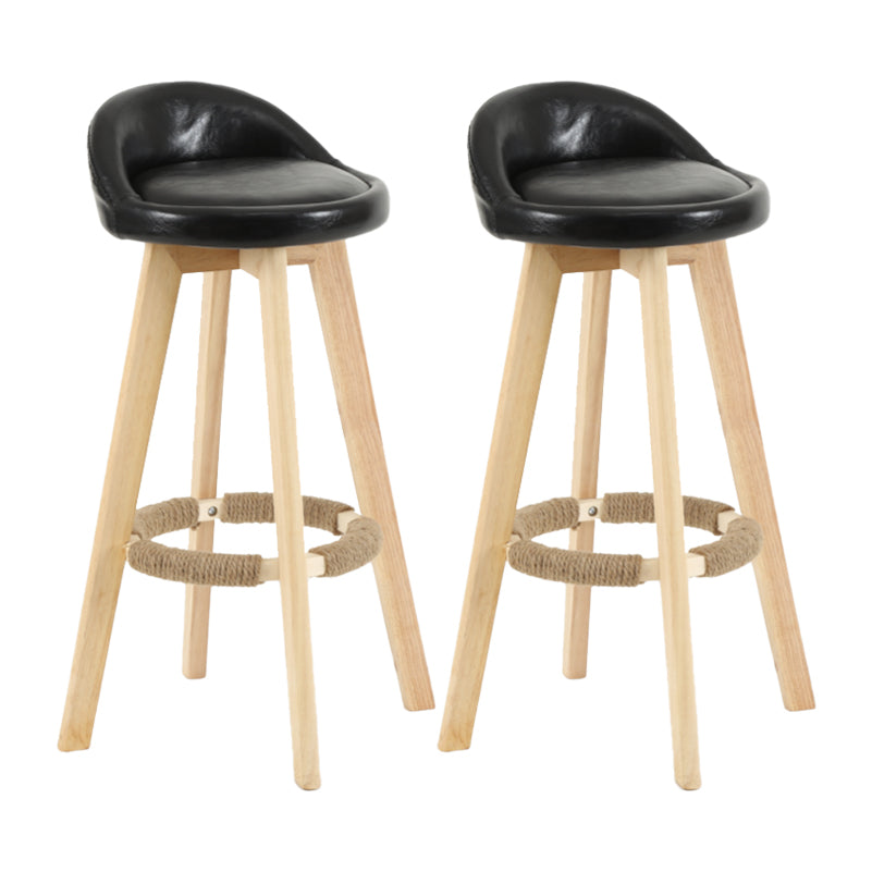 Modern Backrest Rotatable Counter Stool Wood Household Bar Wood with Cushion Gloss Black Natural 2 Piece Set Clearhalo 'Bar Furniture' 'Bar Stools' 'bar_stools' 'furn' 'furn_bar_stools' 'furniture_bar_stools' 'Kitchen & Dining Furniture' 'kitchen&dining_furn' 'kitchen' 'kitchen_furn' Furniture' 4198169