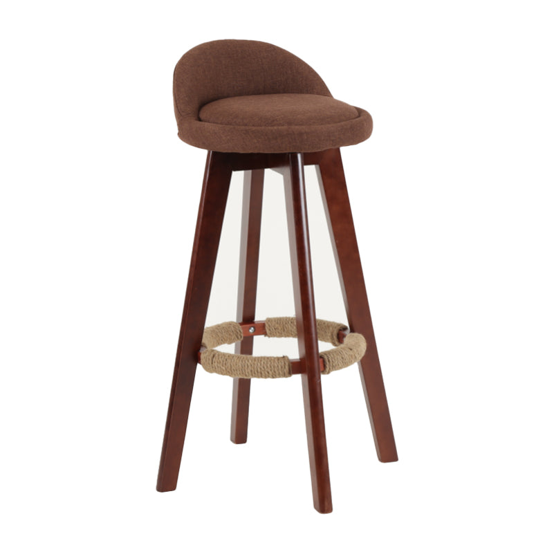 Modern Backrest Rotatable Counter Stool Wood Household Bar Wood with Cushion Coffee Brown 1 Piece Clearhalo 'Bar Furniture' 'Bar Stools' 'bar_stools' 'furn' 'furn_bar_stools' 'furniture_bar_stools' 'Kitchen & Dining Furniture' 'kitchen&dining_furn' 'kitchen' 'kitchen_furn' Furniture' 4198171
