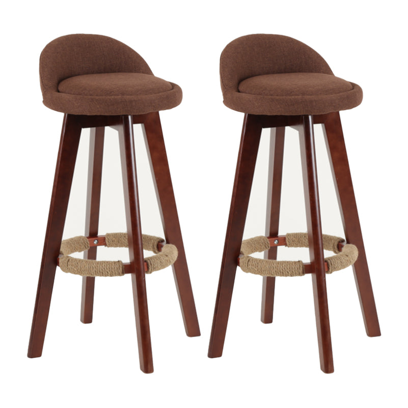Modern Backrest Rotatable Counter Stool Wood Household Bar Wood with Cushion Coffee Brown 2 Piece Set Clearhalo 'Bar Furniture' 'Bar Stools' 'bar_stools' 'furn' 'furn_bar_stools' 'furniture_bar_stools' 'Kitchen & Dining Furniture' 'kitchen&dining_furn' 'kitchen' 'kitchen_furn' Furniture' 4198172