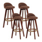 Modern Backrest Rotatable Counter Stool Wood Household Bar Wood with Cushion Coffee Brown 4 Piece Set Clearhalo 'Bar Furniture' 'Bar Stools' 'bar_stools' 'furn' 'furn_bar_stools' 'furniture_bar_stools' 'Kitchen & Dining Furniture' 'kitchen&dining_furn' 'kitchen' 'kitchen_furn' Furniture' 4198173