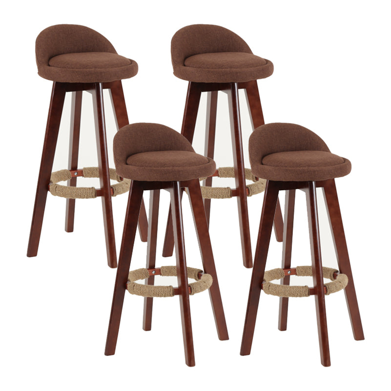 Modern Backrest Rotatable Counter Stool Wood Household Bar Wood with Cushion Coffee Brown 4 Piece Set Clearhalo 'Bar Furniture' 'Bar Stools' 'bar_stools' 'furn' 'furn_bar_stools' 'furniture_bar_stools' 'Kitchen & Dining Furniture' 'kitchen&dining_furn' 'kitchen' 'kitchen_furn' Furniture' 4198173