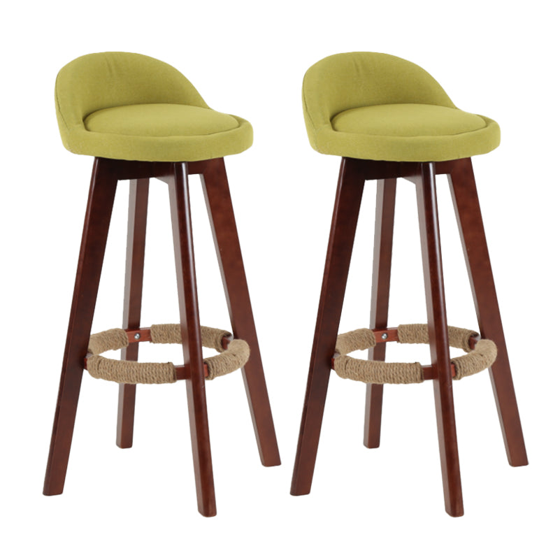 Modern Backrest Rotatable Counter Stool Wood Household Bar Wood with Cushion Green Brown 2 Piece Set Clearhalo 'Bar Furniture' 'Bar Stools' 'bar_stools' 'furn' 'furn_bar_stools' 'furniture_bar_stools' 'Kitchen & Dining Furniture' 'kitchen&dining_furn' 'kitchen' 'kitchen_furn' Furniture' 4198175