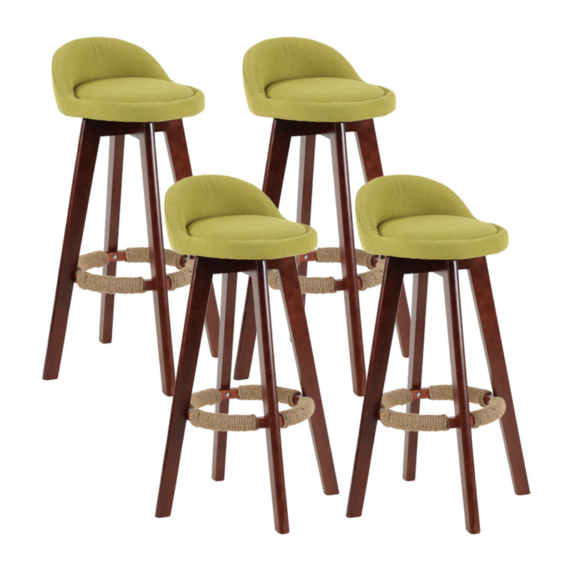 Modern Backrest Rotatable Counter Stool Wood Household Bar Wood with Cushion Green Brown 4 Piece Set Clearhalo 'Bar Furniture' 'Bar Stools' 'bar_stools' 'furn' 'furn_bar_stools' 'furniture_bar_stools' 'Kitchen & Dining Furniture' 'kitchen&dining_furn' 'kitchen' 'kitchen_furn' Furniture' 4198176