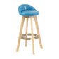 Modern Backrest Rotatable Counter Stool Wood Household Bar Wood with Cushion Lake Blue Natural 1 Piece Clearhalo 'Bar Furniture' 'Bar Stools' 'bar_stools' 'furn' 'furn_bar_stools' 'furniture_bar_stools' 'Kitchen & Dining Furniture' 'kitchen&dining_furn' 'kitchen' 'kitchen_furn' Furniture' 4198177